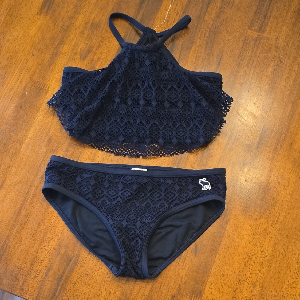 abercrombie kids Navy Blue Crochet Two-Piece Bikini